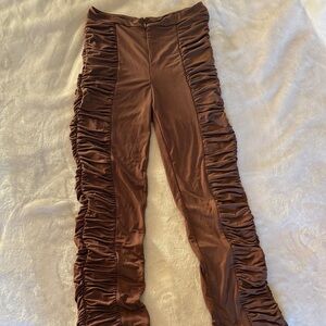 I.AM.GIA Brown Ruched Straight Leg Pants